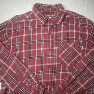 Carhartt Flannel Shirt Plaid Button Up Long Sleeve Workwear Red Size L